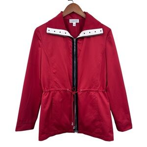 ST. JOHN SPORT Jacket Drawstring Silky Zip Up Red
